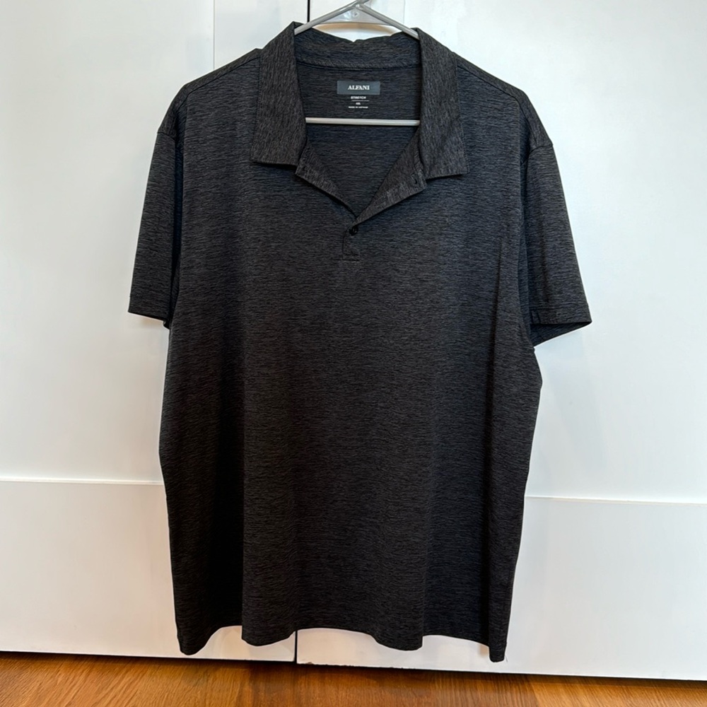 Vintage Alfani Business Casual Golf California Modern Charcoal Active Polo